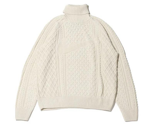 Nike Life Cable Knit Turtleneck Sweater “White”