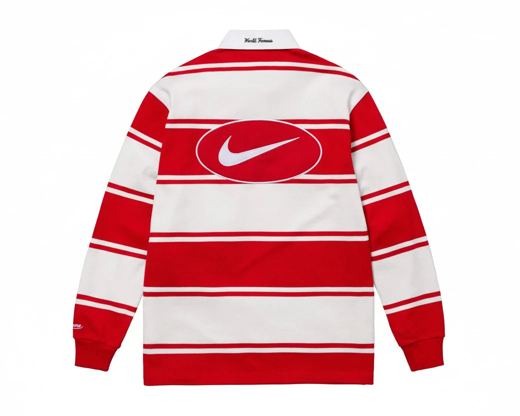 Nike x Supreme Stripe Rugby Shirt “Red”