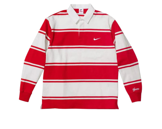 Nike x Supreme Stripe Rugby Shirt “Red”